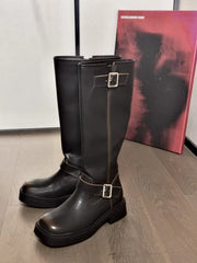 Ruka Dark Brown Double Buckle Boots