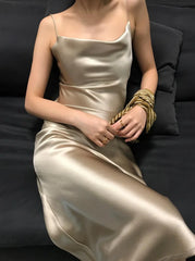 Chaewon Gold Cowl Dress