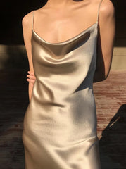 Chaewon Gold Cowl Dress