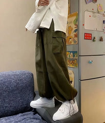 Taehyung Olive Loose Drawstring Cargo Pants