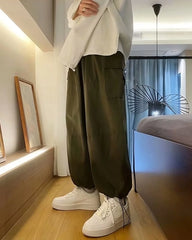 Taehyung Olive Loose Drawstring Cargo Pants