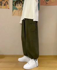 Taehyung Olive Loose Drawstring Cargo Pants