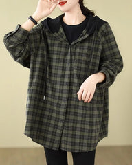 Jungkook Olive Plaid Hooded Shirt