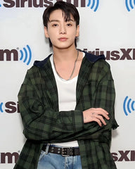 Jungkook Olive Plaid Hooded Shirt