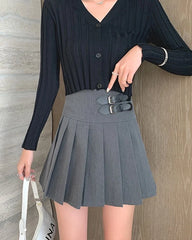 Winter Buckled Pleated Skirt