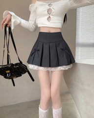 Wonhee Double Bow Pleated Skirt
