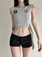 Winter One Shoulder Tie Top