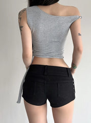 Winter One Shoulder Tie Top