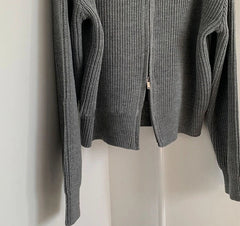 Sunghoon Ash Ribbed Zip-Up Cardigan
