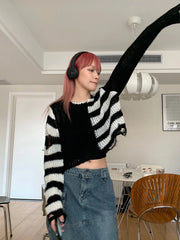 Haewon Cropped Stripe Sweater