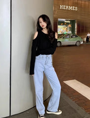 Hanni Noir Off-Shoulder Long Sleeve Tee