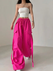 Rora Hot Pink Wideleg Drawstring Pants