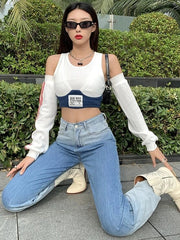 Jennie Bra Crop Top With Arm Warmer Sleeves