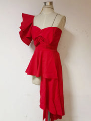 Red Ruffled Off-Shoulder Dress