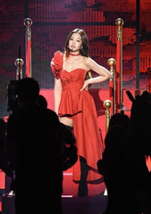 Red Ruffled Off-Shoulder Dress