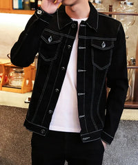 Jimin Noir Contrast Stitch Denim Jacket