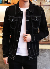 Jimin Noir Contrast Stitch Denim Jacket