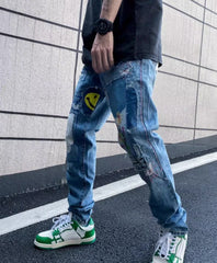 Jimin Patchwork Distressed Jeans