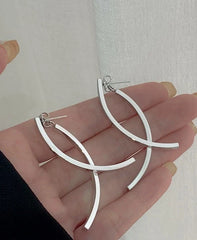 Jimin Silver Curved Stick Drop Earrings