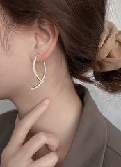 Jimin Silver Curved Stick Drop Earrings