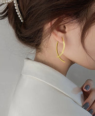 Jimin Silver Curved Stick Drop Earrings