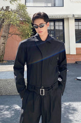 Jimin Noir Belted Overall Jumpsuit