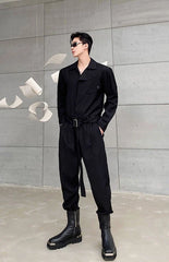 Jimin Noir Belted Overall Jumpsuit