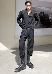 Jimin Noir Belted Overall Jumpsuit