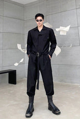 Jimin Noir Belted Overall Jumpsuit