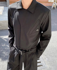 Jimin Noir Belted Overall Jumpsuit