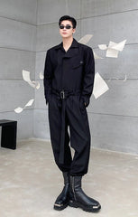 Jimin Noir Belted Overall Jumpsuit