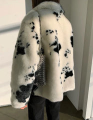 Jisoo Cow Print Fur Jacket