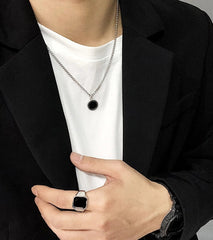 Jungkook Noir Circle Pendant Necklace