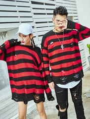 Jungkook Ripped Striped Sweater