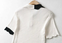 Karina Scallop Knitted Polo Shirt