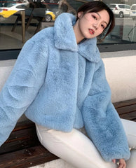 LeeKnow Blue Fur Jacket