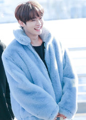 LeeKnow Blue Fur Jacket