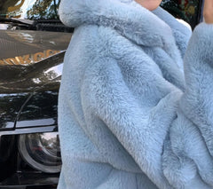 LeeKnow Blue Fur Jacket