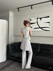 Yujin Grey Gathered Sleeveless Top