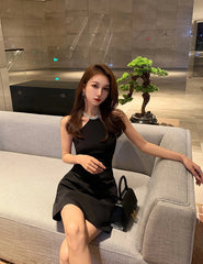 Lisa Rhinestone Halter Dress