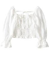 White Square Collar Ribbon Stretch Blouse | Lisa – BlackPink