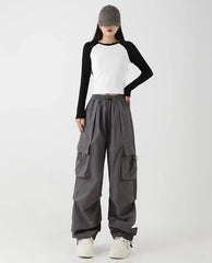 Minji White Contrast Long Sleeve Top