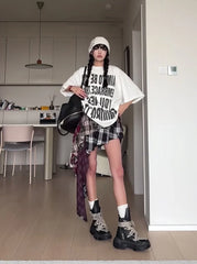 Ahyeon Multicolored Layered Plaid Skirt