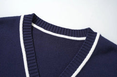 Jin Navy Lined V-Neck Cardigan