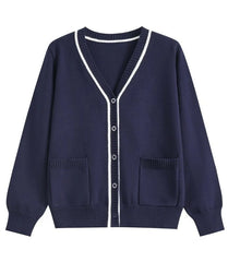 Jin Navy Lined V-Neck Cardigan