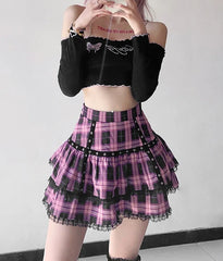 Ningning Lilac Plaid Skirt