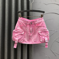 Ahyeon Acid Wash Cargo Skirt