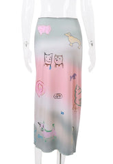 Hyein Pink-Green Tie-Dye Skirt