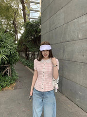 Jennie Checkered Tweed Top