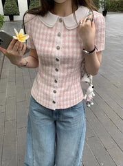 Jennie Checkered Tweed Top